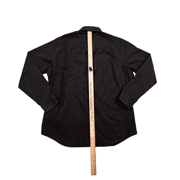 APT. 9 Shirt Men's Long Sleeve Striped Button Up Collared Black Gray Large - Picture 8 of 12